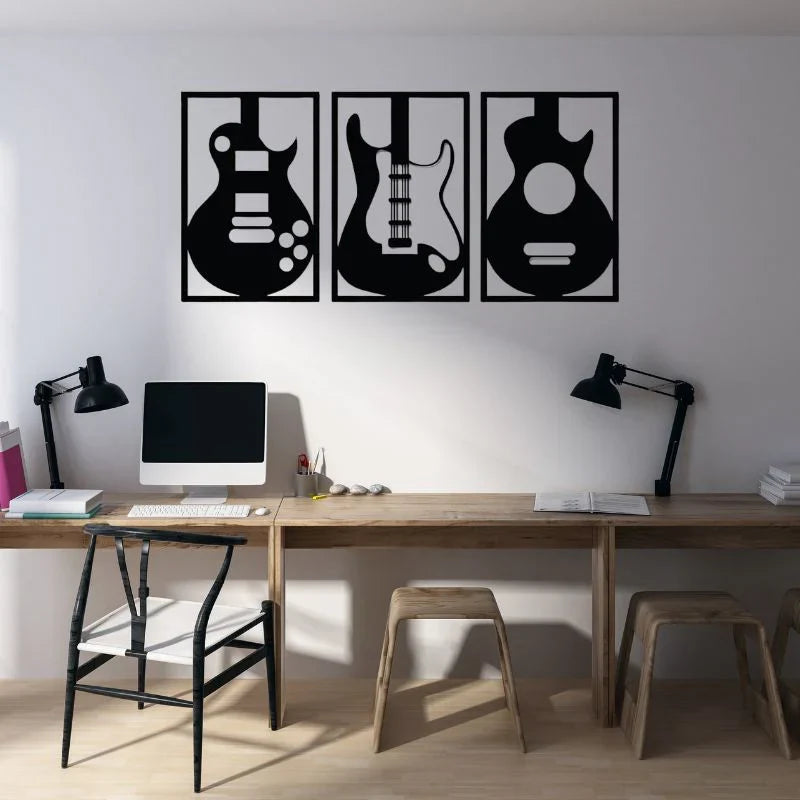 Wooden Guitar Wall Decor- Musical Decor For Home, studio, and Offices Spaces