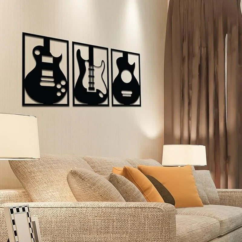 Wooden Guitar Wall Decor- Musical Decor For Home, studio, and Offices Spaces