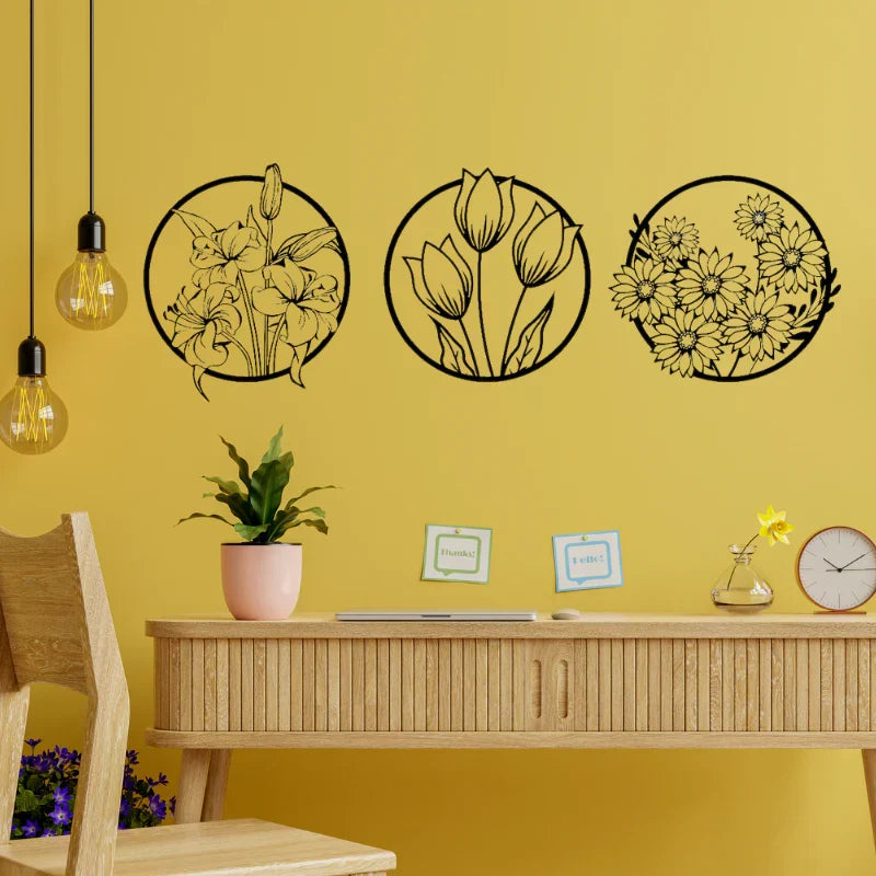 Panel Floral Wall Decor- Elegant set of 3