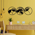 Ginkgo Leaf Circle Wall Decor - set of 3 for Modern Interiors