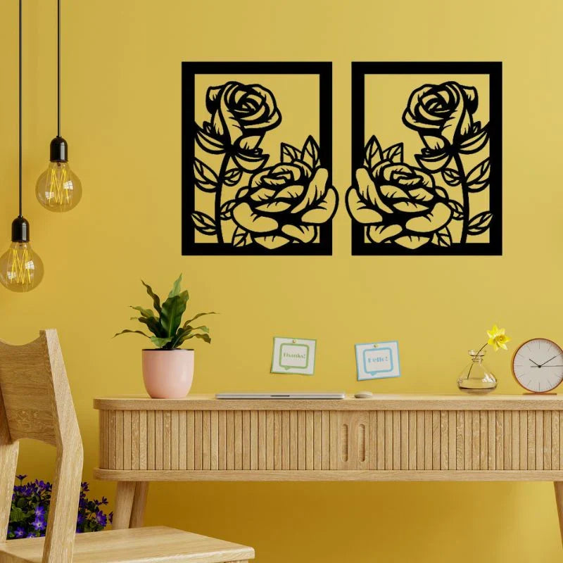 Elegant Rose Design wall Decor- Set of 2 Frames