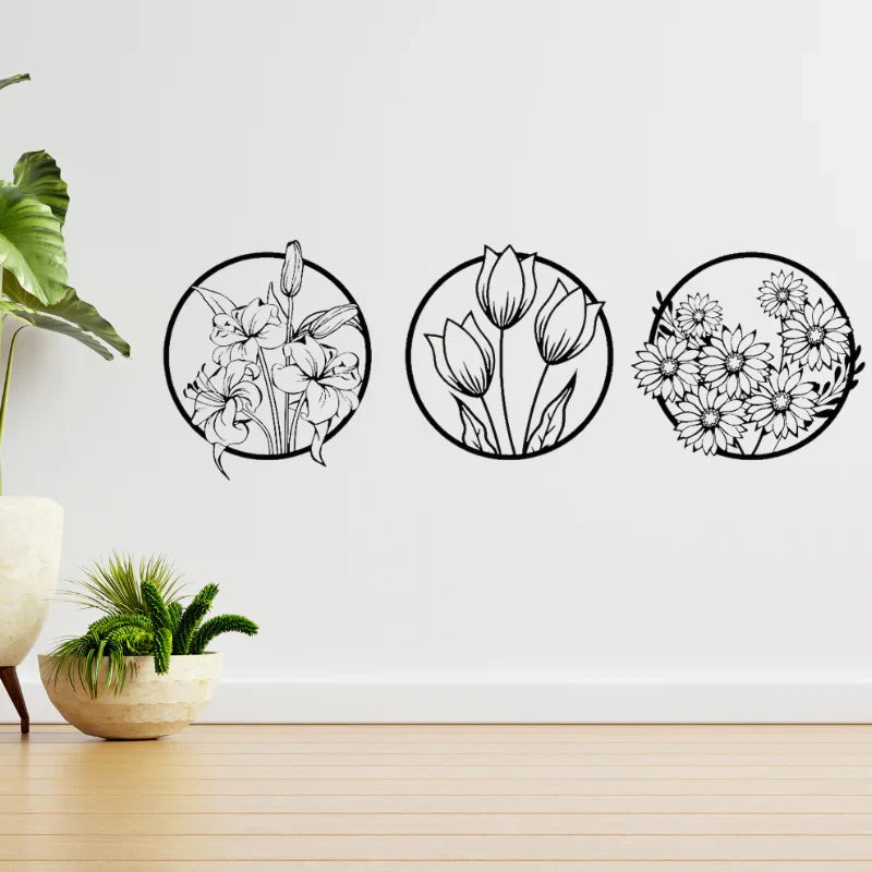 Panel Floral Wall Decor- Elegant set of 3