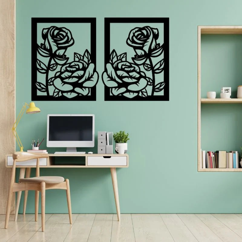 Elegant Rose Design wall Decor- Set of 2 Frames