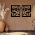 Black Floral Cut Out Design Wall Decor - Set of 2