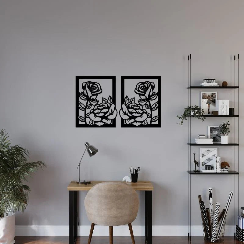 Elegant Rose Design wall Decor- Set of 2 Frames