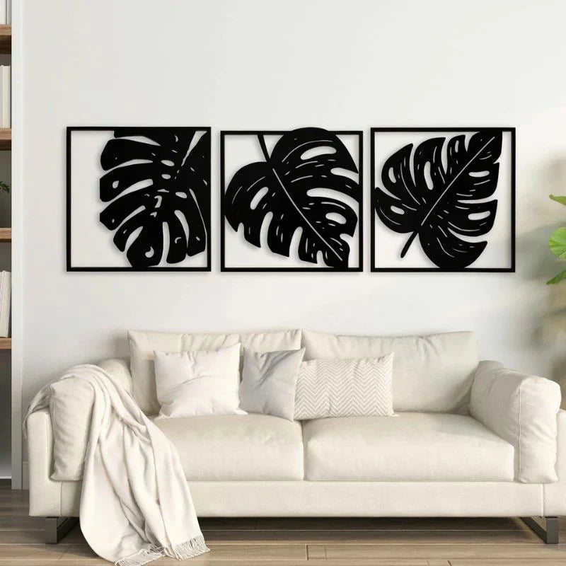 Monstera Leaf Wall Decor - Wooden Sets of 3