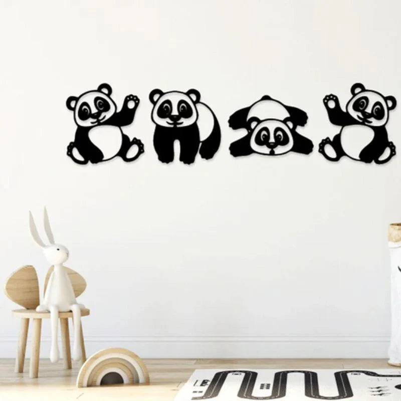 Premium Acrylic Cute Panda Wall decor- Kids Room Decor 4ps