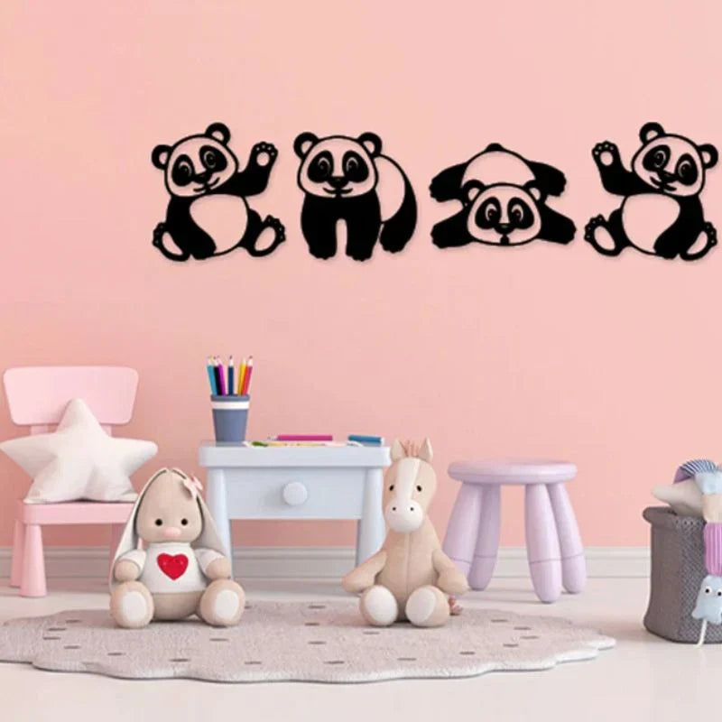 Premium Acrylic Cute Panda Wall decor- Kids Room Decor 4ps