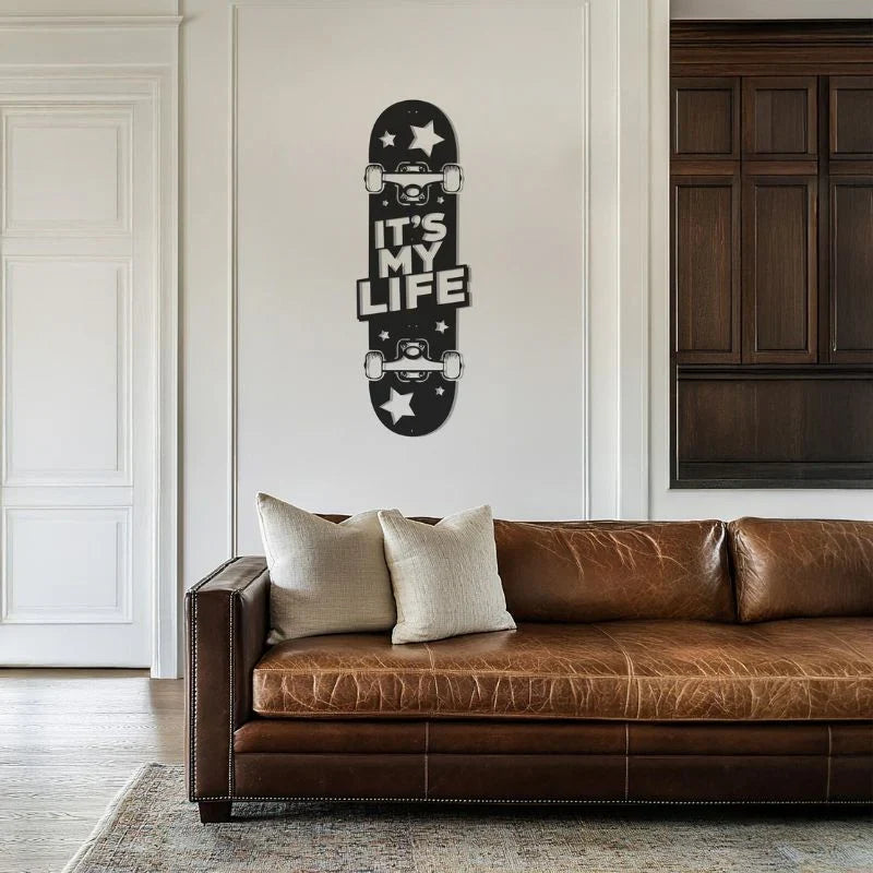 Premium ' It's My Life ' Acrylic Skateboard Wall Decor- Modern Room and Gaming Art