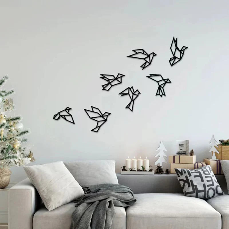 Geometric Birds 3D Acrylic Wall Decor - 7ps