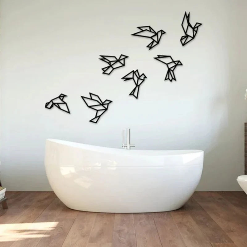 Geometric Birds 3D Acrylic Wall Decor - 7ps
