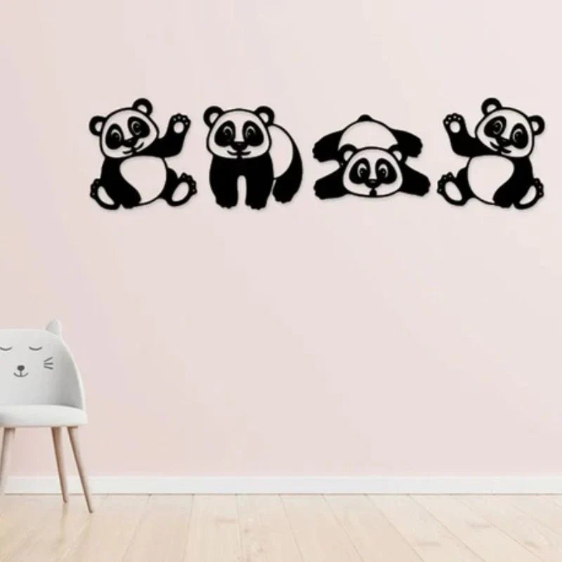 Premium Acrylic Cute Panda Wall decor- Kids Room Decor 4ps