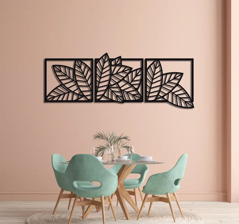 Banana and Palm Leaf Wall Decor - Wooden Set of 3