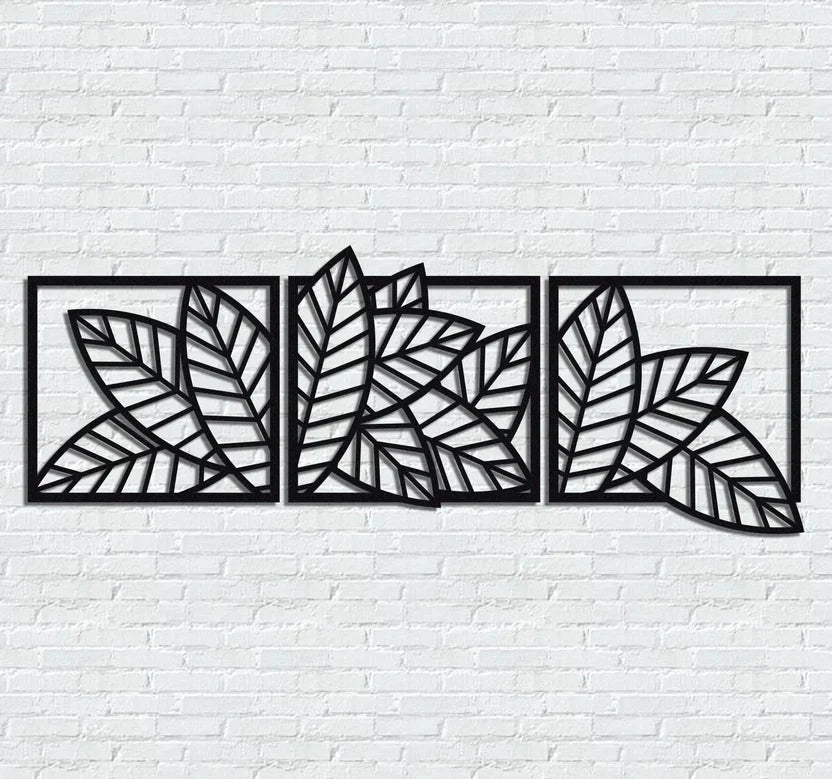Banana and Palm Leaf Wall Decor - Wooden Set of 3