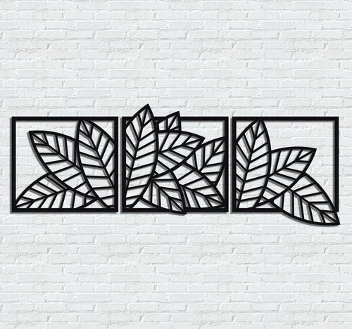 Banana and Palm Leaf Wall Decor - Wooden Set of 3